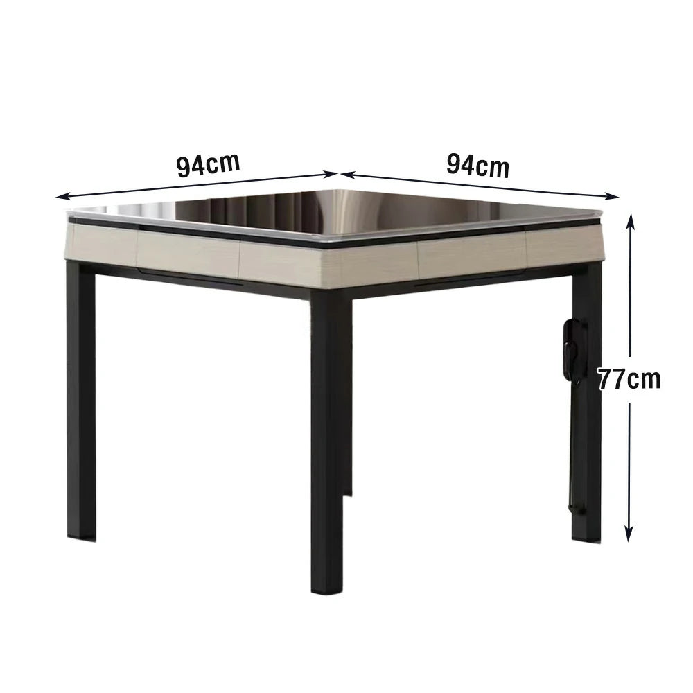 HEXJON No.36 Automatic Mahjong Table - Jade-Style Tiles, Ultra-Slim Low-Noise Enclosed Design, Wool Felt Top, 94cm Compact Game Table - Gold