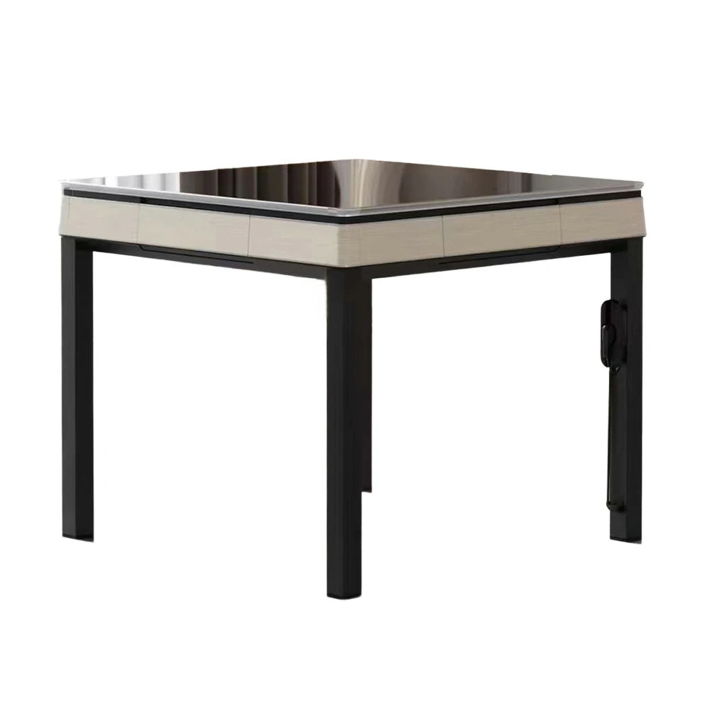 HEXJON No.36 Automatic Mahjong Table - Jade-Style Tiles, Ultra-Slim Low-Noise Enclosed Design, Wool Felt Top, 94cm Compact Game Table - Gold