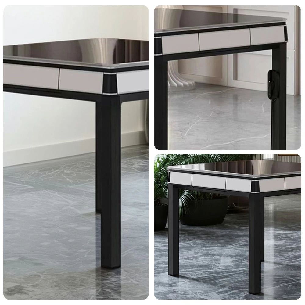 HEXJON No.36 Automatic Mahjong Table - Jade-Style Tiles, Ultra-Slim Low-Noise Enclosed Design, Wool Felt Top, 94cm Compact Game Table - White