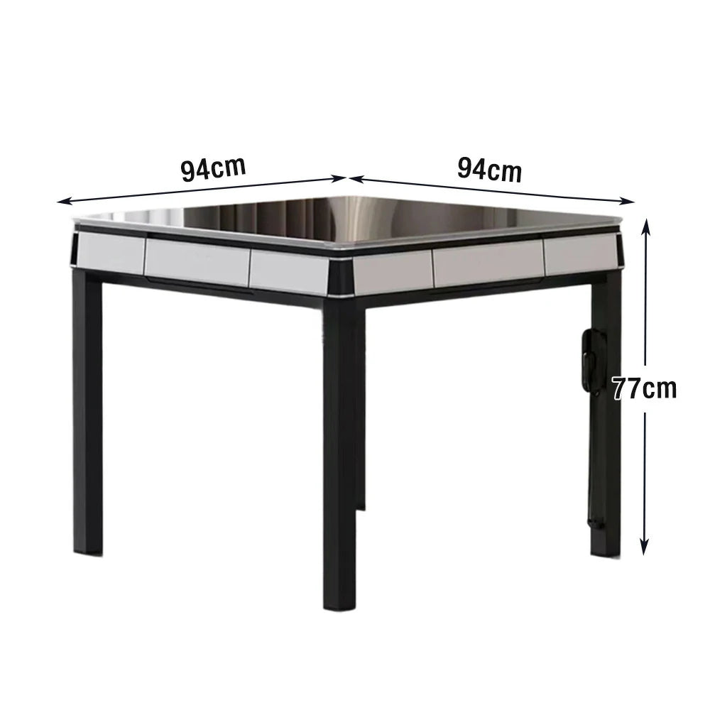 HEXJON No.36 Automatic Mahjong Table - Jade-Style Tiles, Ultra-Slim Low-Noise Enclosed Design, Wool Felt Top, 94cm Compact Game Table - White