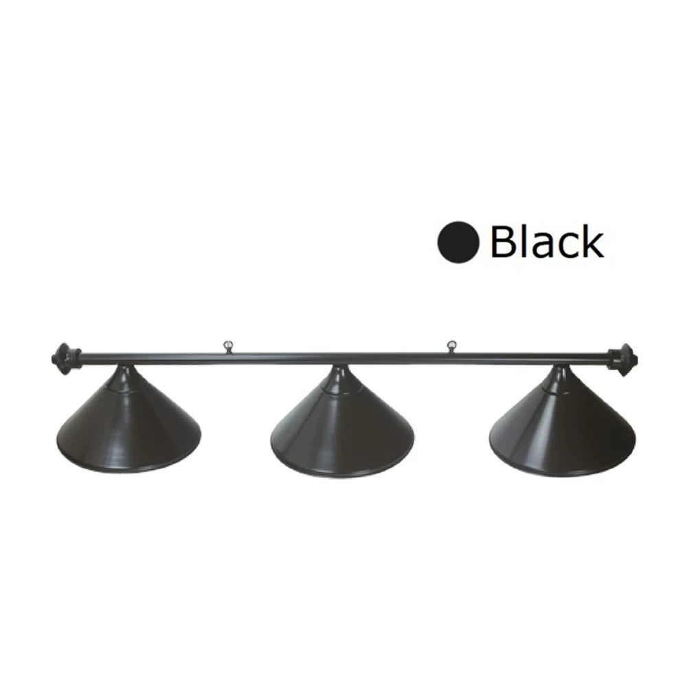 ARIX 55" Light Rail, 3-Shade Metal Billiard Lighting with Black Finish - Complete Rail with Matching Black Shades