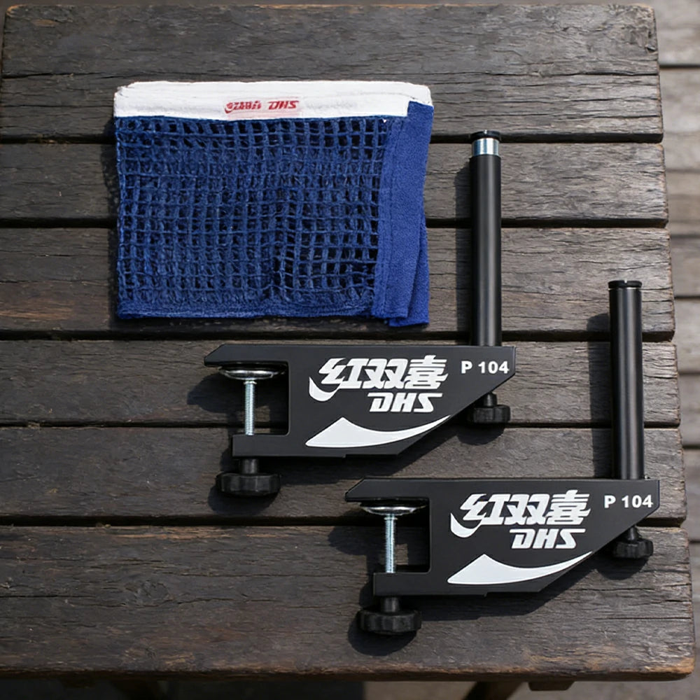 DOUBLE HAPPINESS Table Tennis Net Set - Clamp-On Adjustable Design - Durable Metal Bracket - Foldable Posts for Tables up to 4cm Thick