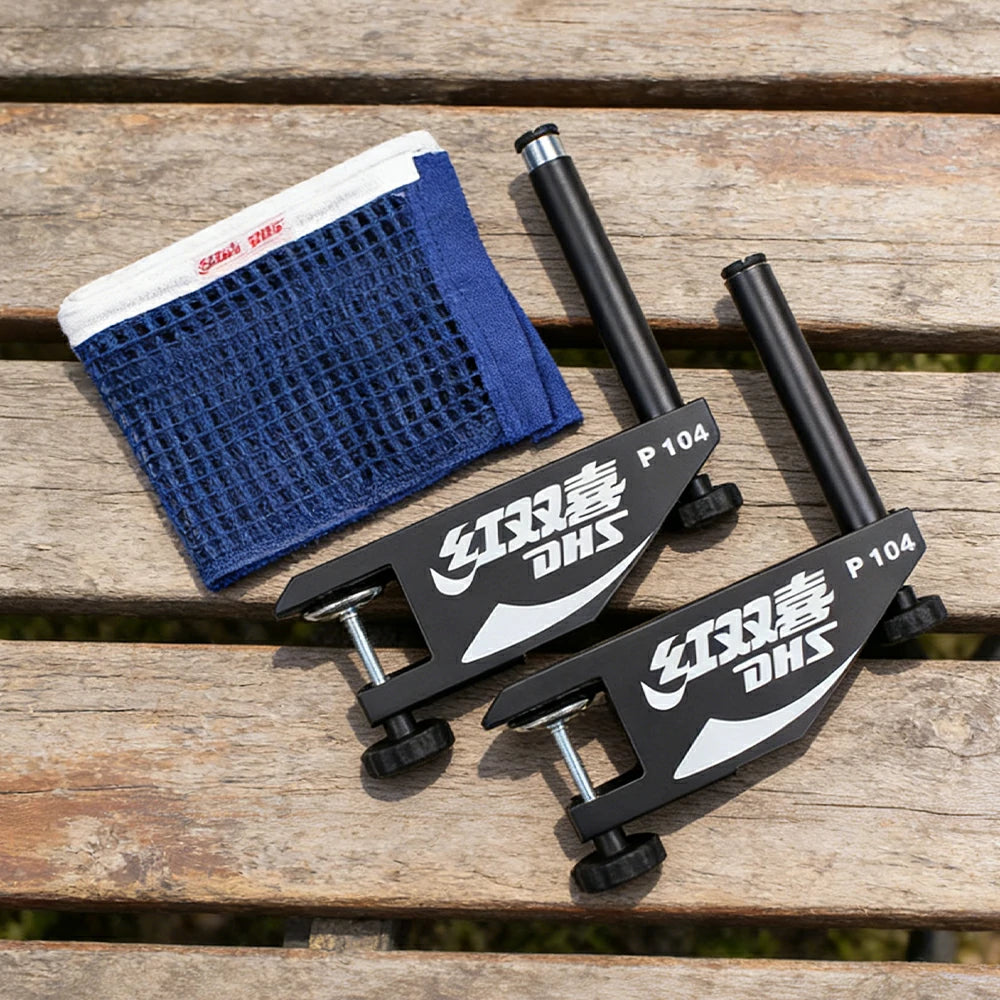 DOUBLE HAPPINESS Table Tennis Net Set - Clamp-On Adjustable Design - Durable Metal Bracket - Foldable Posts for Tables up to 4cm Thick
