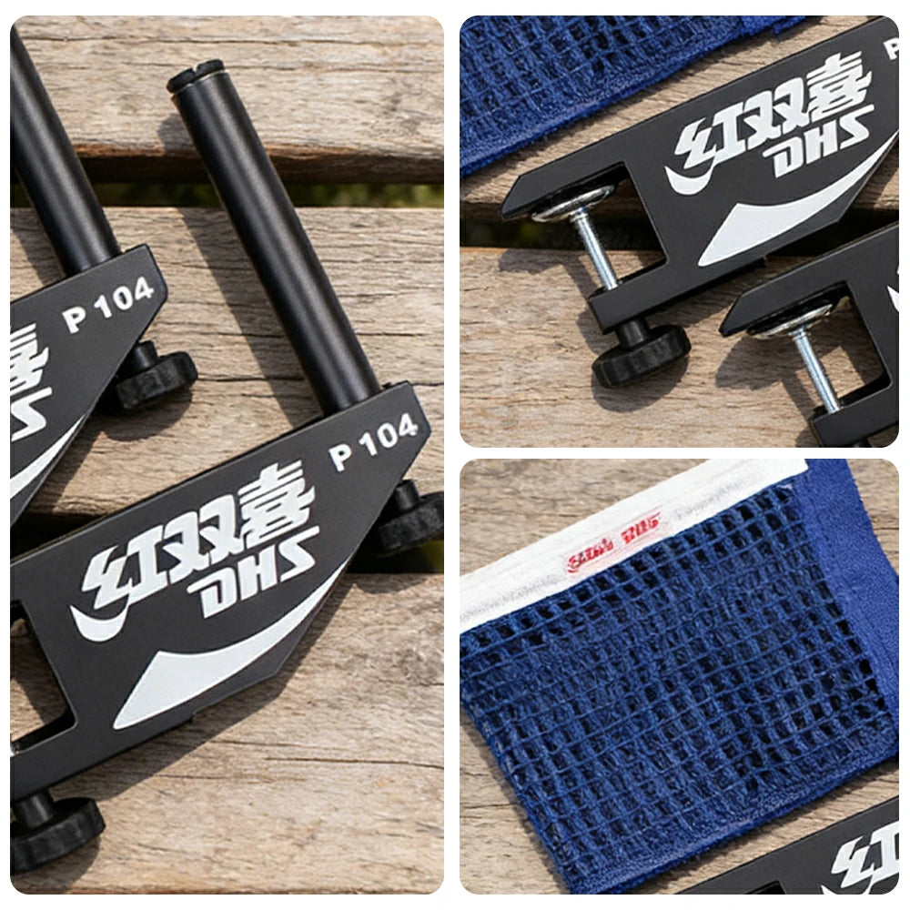 DOUBLE HAPPINESS Table Tennis Net Set - Clamp-On Adjustable Design - Durable Metal Bracket - Foldable Posts for Tables up to 4cm Thick