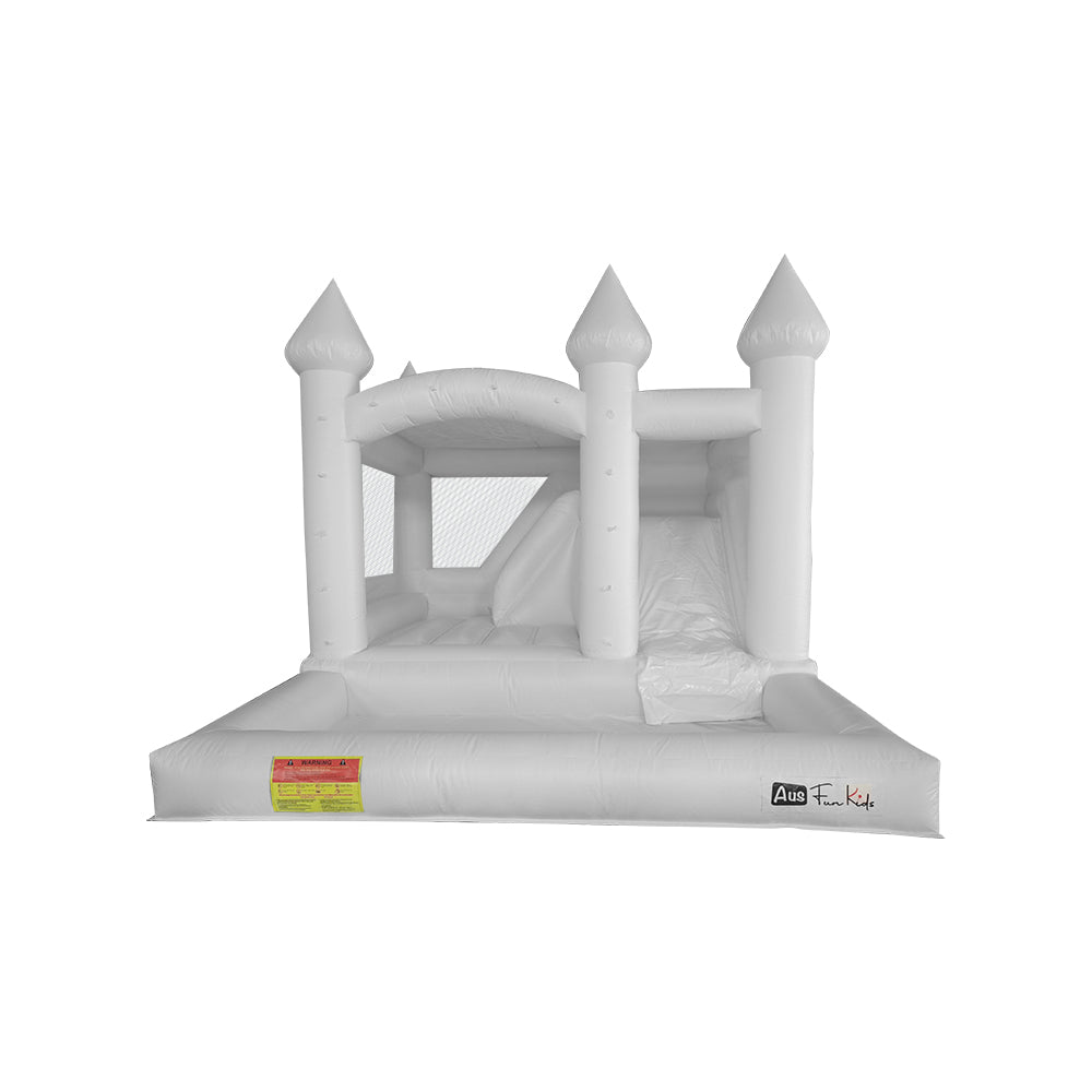 GAMEON 0118 Bounce House 5X4X3.4m PVC Bouncy Castle with Blower For Fun White Wedding Bounce House