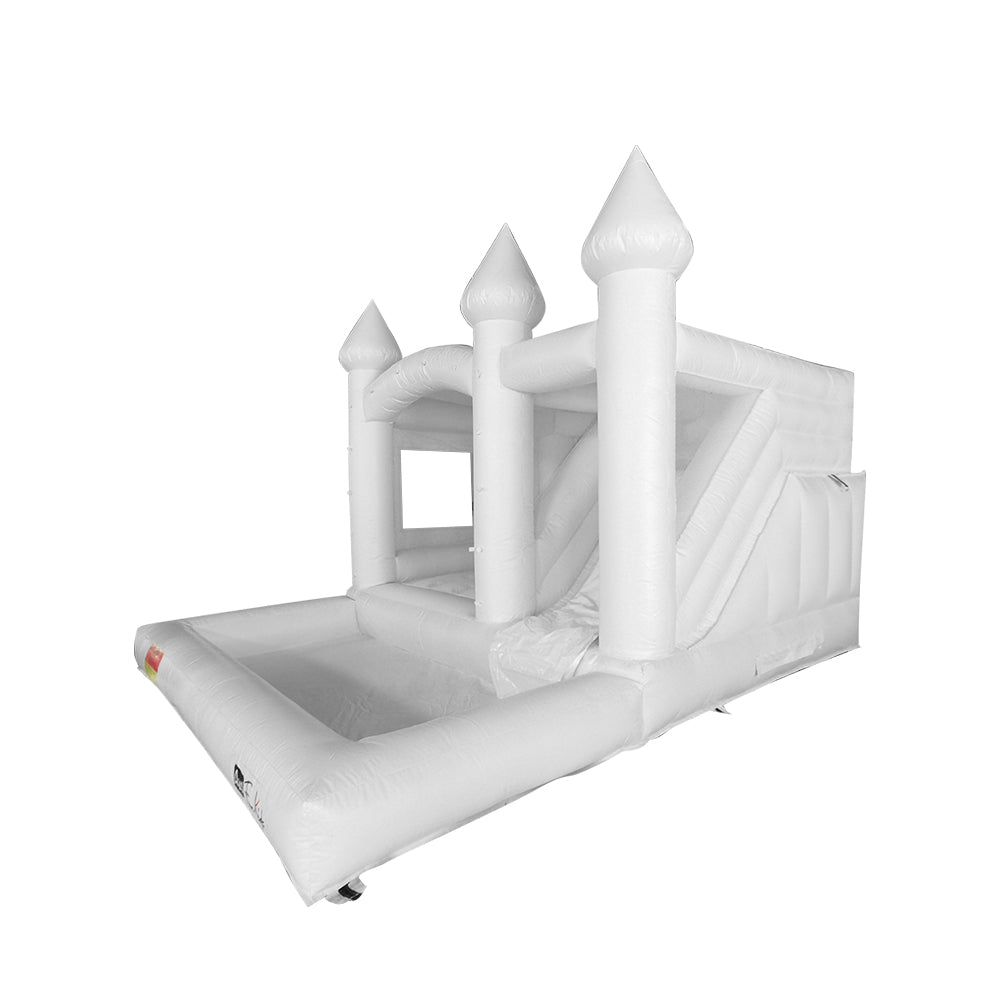 GAMEON 0118 Bounce House 5X4X3.4m PVC Bouncy Castle with Blower For Fun White Wedding Bounce House
