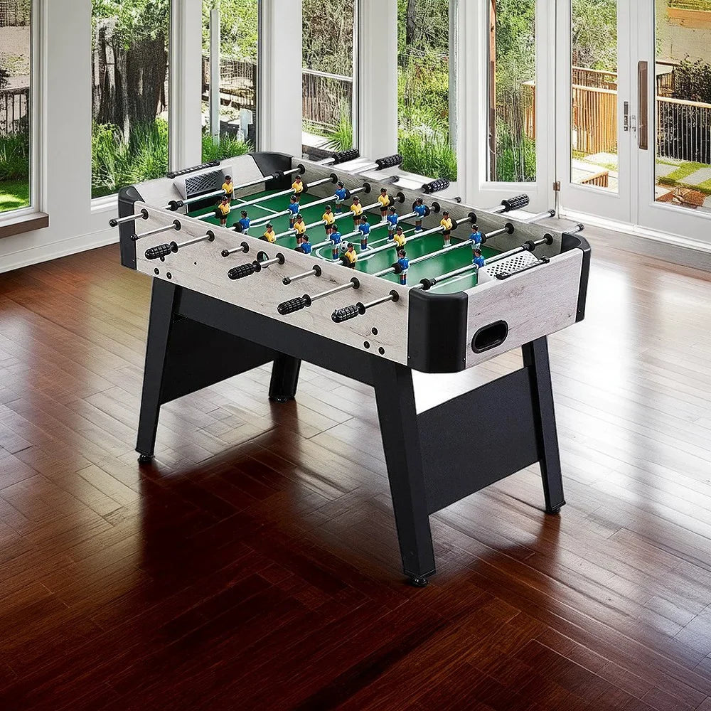 KICKSY GTST019 4FT MDF 8-Rod Foosball Table for Kids - Beige White Frame