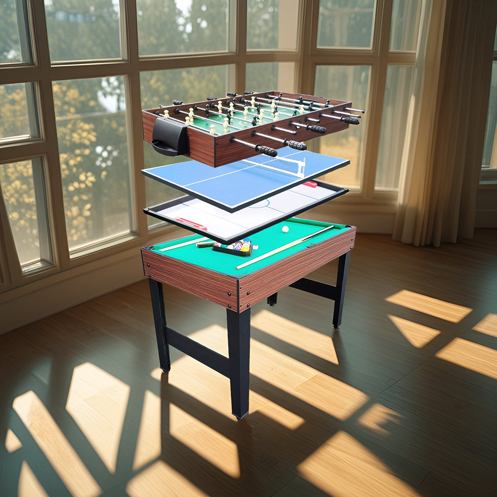 KICKSY 4FT 4-In-1 Multifunctional Soccer Table - Pool/ Air Hockey/ Table Tennis/ Football