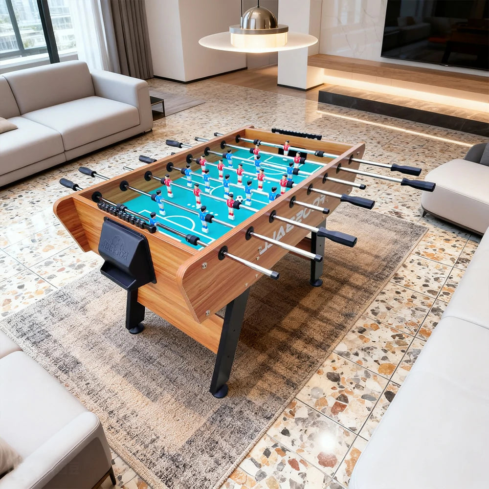 KICKSY 5FT Foosball Table - Solid Wood Frame with Chrome Steel Tubes, High-Density Playfield, Double-Spring Handles, Stable Rust-Resistant Design - Brown