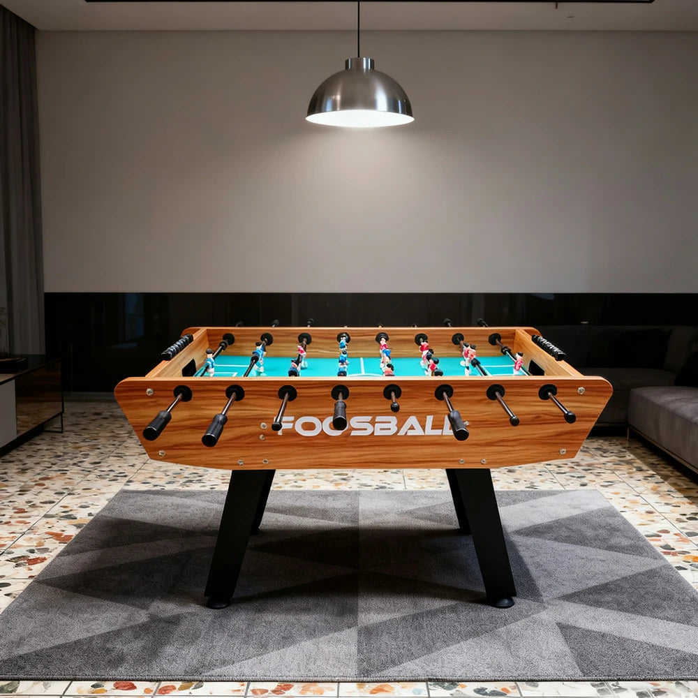 KICKSY 5FT Foosball Table - Solid Wood Frame with Chrome Steel Tubes, High-Density Playfield, Double-Spring Handles, Stable Rust-Resistant Design - Brown