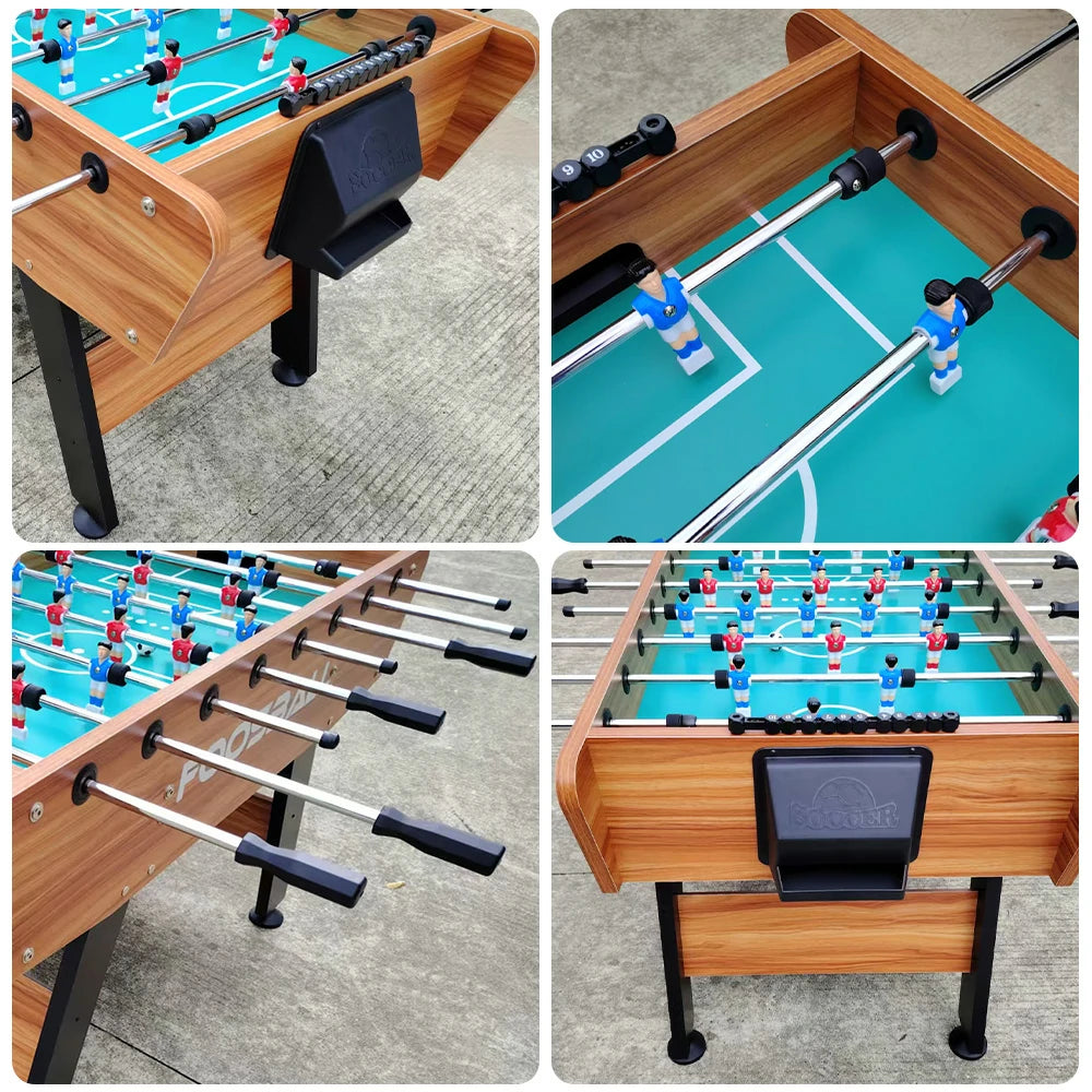 KICKSY 5FT Foosball Table - Solid Wood Frame with Chrome Steel Tubes, High-Density Playfield, Double-Spring Handles, Stable Rust-Resistant Design - Brown