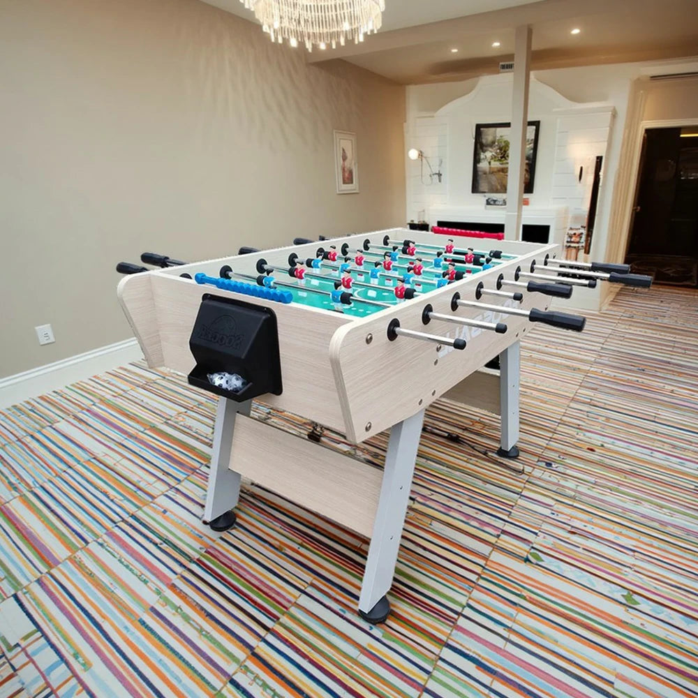 KICKSY 5FT Foosball Table - Solid Wood Frame with Chrome Steel Tubes, High-Density Playfield, Double-Spring Handles, Stable Rust-Resistant Design - White