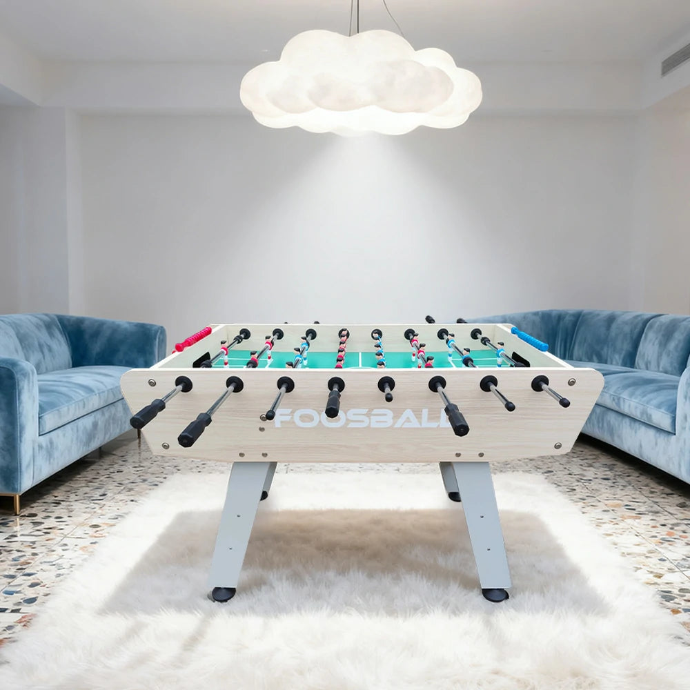 KICKSY 5FT Foosball Table - Solid Wood Frame with Chrome Steel Tubes, High-Density Playfield, Double-Spring Handles, Stable Rust-Resistant Design - White