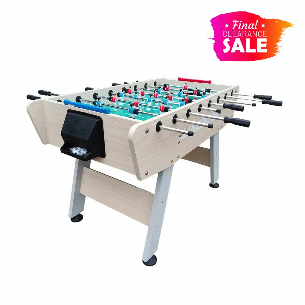 KICKSY 5FT Foosball Table - Solid Wood Frame with Chrome Steel Tubes, High-Density Playfield, Double-Spring Handles, Stable Rust-Resistant Design - White