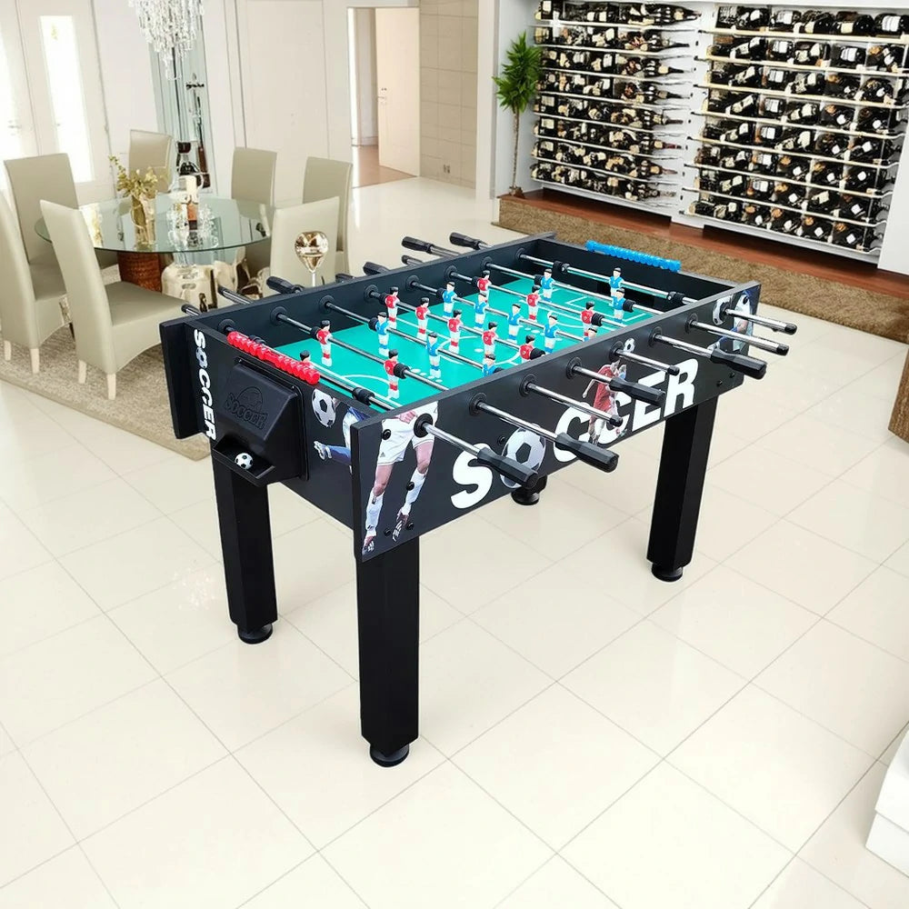 KICKSY 5FT Foosball Table - Solid Wood Frame with Chrome Steel Tubes, High-Density Playfield, Double-Spring Handles, Stable Rust-Resistant Design - Black