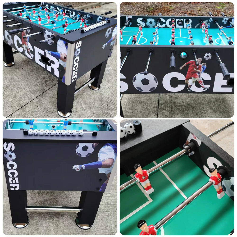 KICKSY 5FT Foosball Table - Solid Wood Frame with Chrome Steel Tubes, High-Density Playfield, Double-Spring Handles, Stable Rust-Resistant Design - Black