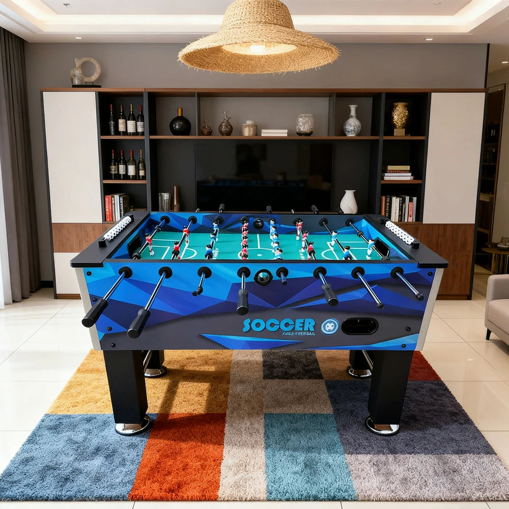 KICKSY 5FT Foosball Table - Solid Wood Frame with Chrome Steel Tubes, High-Density Playfield, Double-Spring Handles, Stable Rust-Resistant Design - Blue