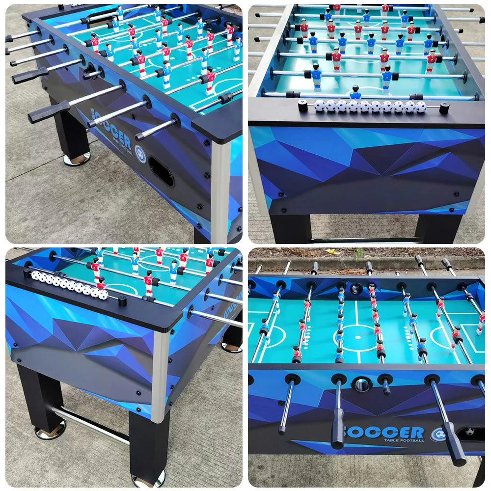 KICKSY 5FT Foosball Table - Solid Wood Frame with Chrome Steel Tubes, High-Density Playfield, Double-Spring Handles, Stable Rust-Resistant Design - Blue