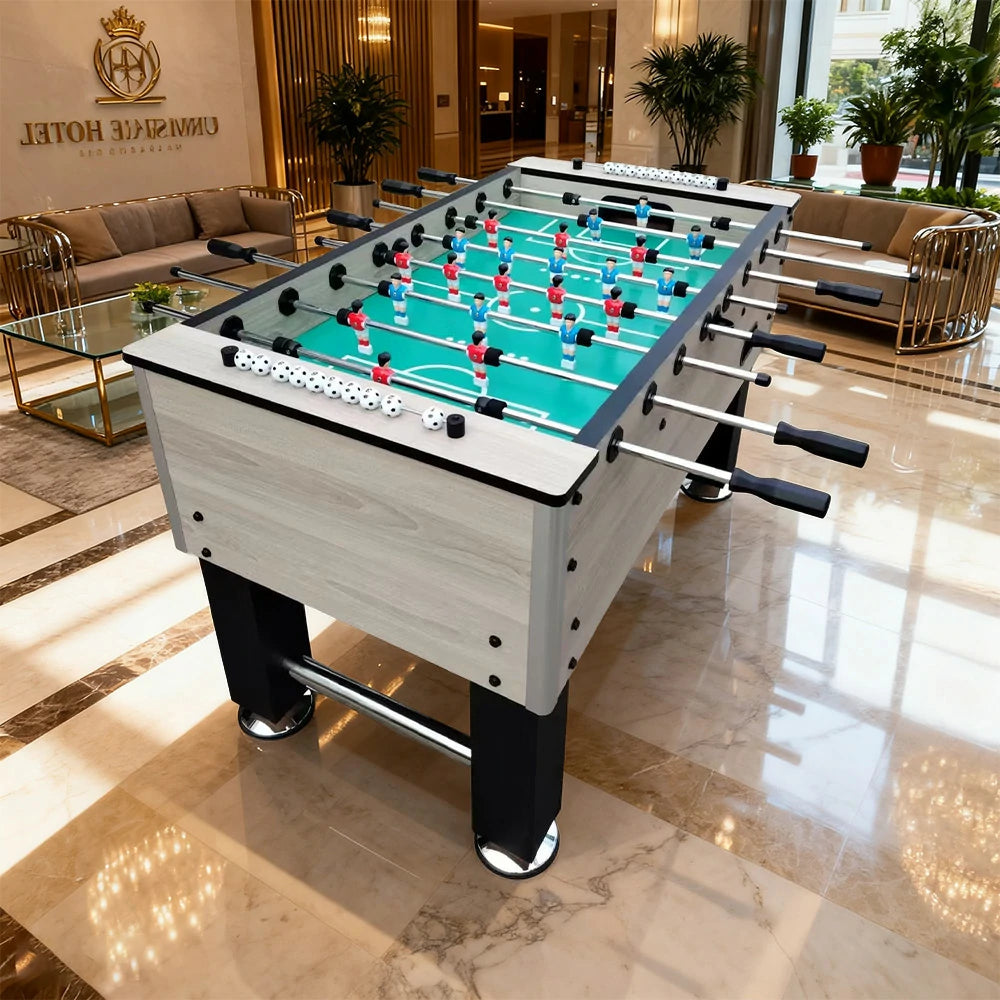 KICKSY 5FT Foosball Table - Solid Wood Frame, High-Density Playfield, Chrome Steel Rods, Durable Double-Spring Handles - White