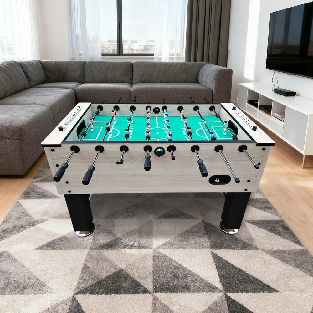 KICKSY 5FT Foosball Table - Solid Wood Frame, High-Density Playfield, Chrome Steel Rods, Durable Double-Spring Handles - White