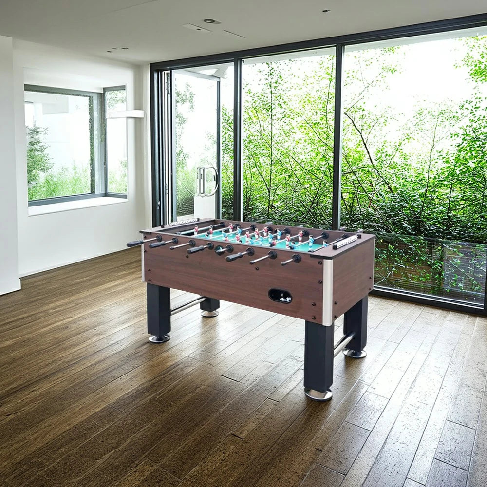 KICKSY 5FT Solid Wood Foosball Table - Chrome-Plated Steel Rods, ABS Hand-Painted Players, High-Density Playfield, Anti-Slip Handles, Durable & Stable Construction