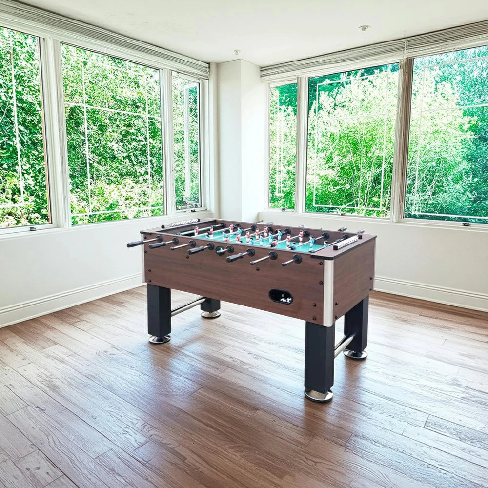 KICKSY 5FT Solid Wood Foosball Table - Chrome-Plated Steel Rods, ABS Hand-Painted Players, High-Density Playfield, Anti-Slip Handles, Durable & Stable Construction