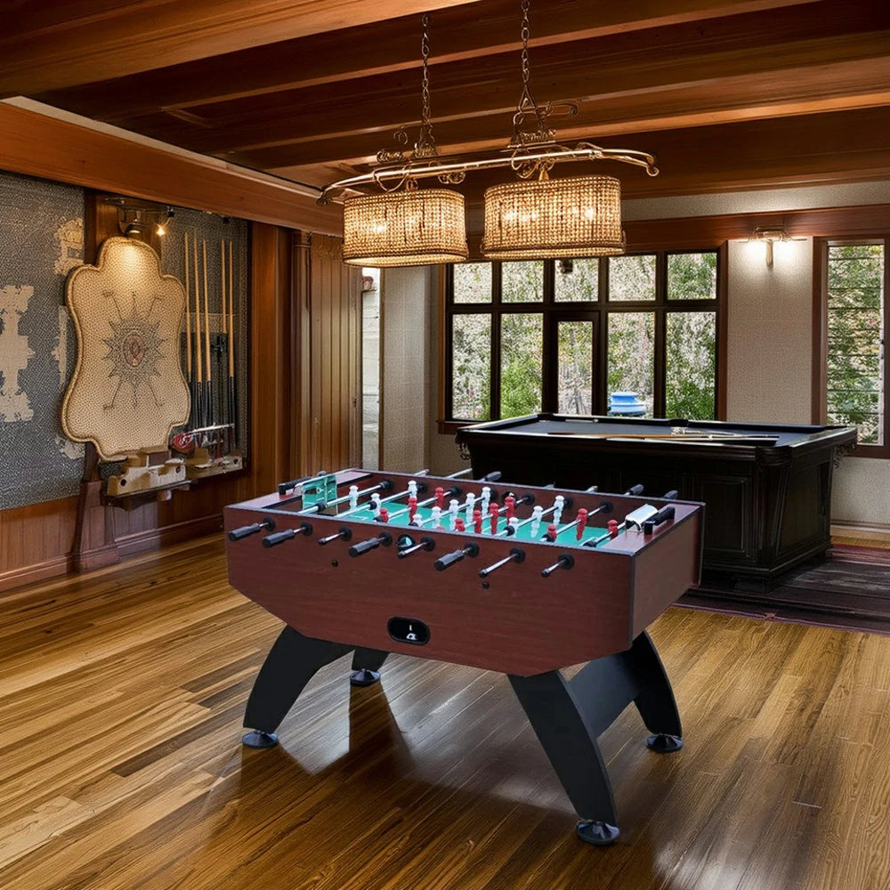 KICKSY 5FT Solid Wood Foosball Table - Chrome-Plated Steel Rods, ABS Hand-Painted Players, High-Density Playfield, Anti-Slip Handles, Durable & Stable Construction