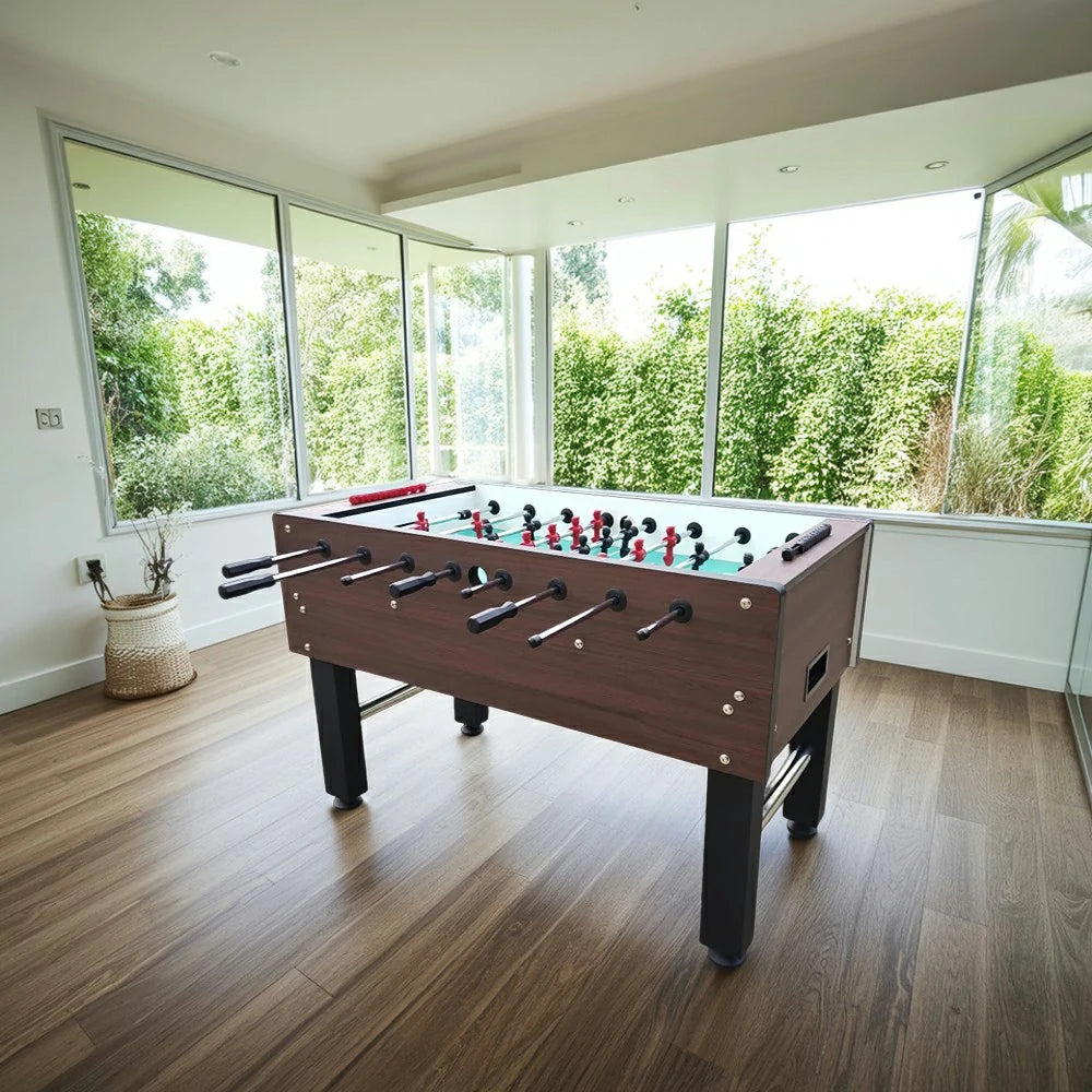 KICKSY 5FT Solid Wood Foosball Table - Chrome-Plated Steel Rods, ABS Hand-Painted Players, High-Density Playfield, Anti-Slip Handles, Heavy-Duty & Stable Design