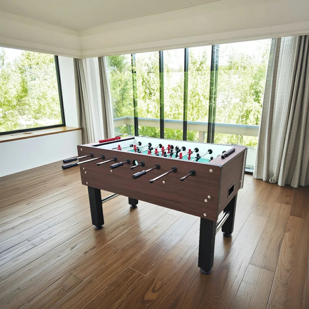 KICKSY 5FT Solid Wood Foosball Table - Chrome-Plated Steel Rods, ABS Hand-Painted Players, High-Density Playfield, Anti-Slip Handles, Heavy-Duty & Stable Design