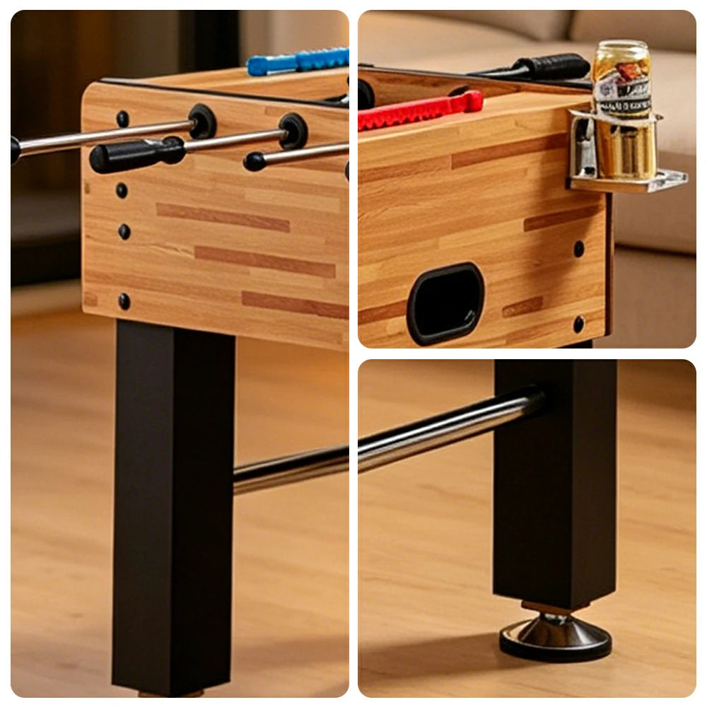 KICKSY 1.4M Large Foosball Table with MDF Woodgrain Frame for Home Game Room - Natural Black