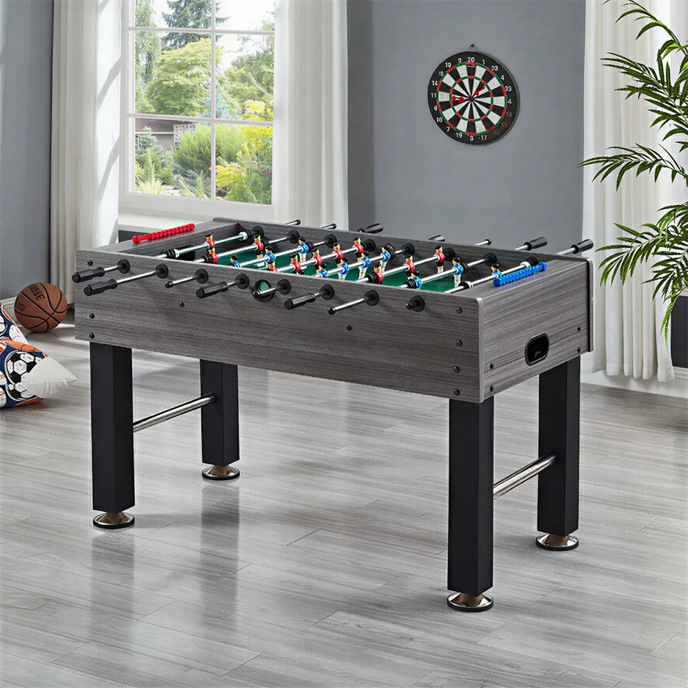 KICKSY 1.4M Large Foosball Table with MDF Woodgrain Frame for Home Game Room - Grey