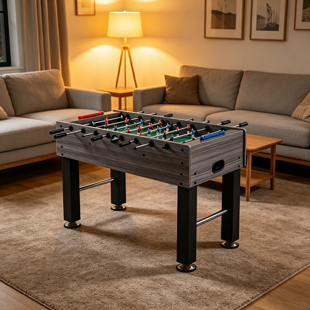 KICKSY 1.4M Large Foosball Table with MDF Woodgrain Frame for Home Game Room - Grey