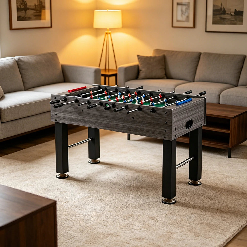 KICKSY 1.4M Large Foosball Table with MDF Woodgrain Frame for Home Game Room - Grey