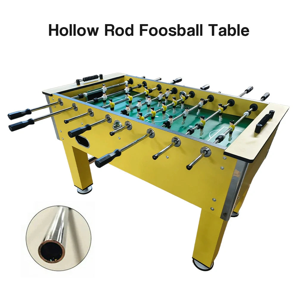 KICKSY 5FT Hollow Rod Foosball Table, MDF Wood Grain Finish with Chrome Steel Bars, Side Cup Holder, Smooth Playfield, Indoor Soccer Game Table - Yellow