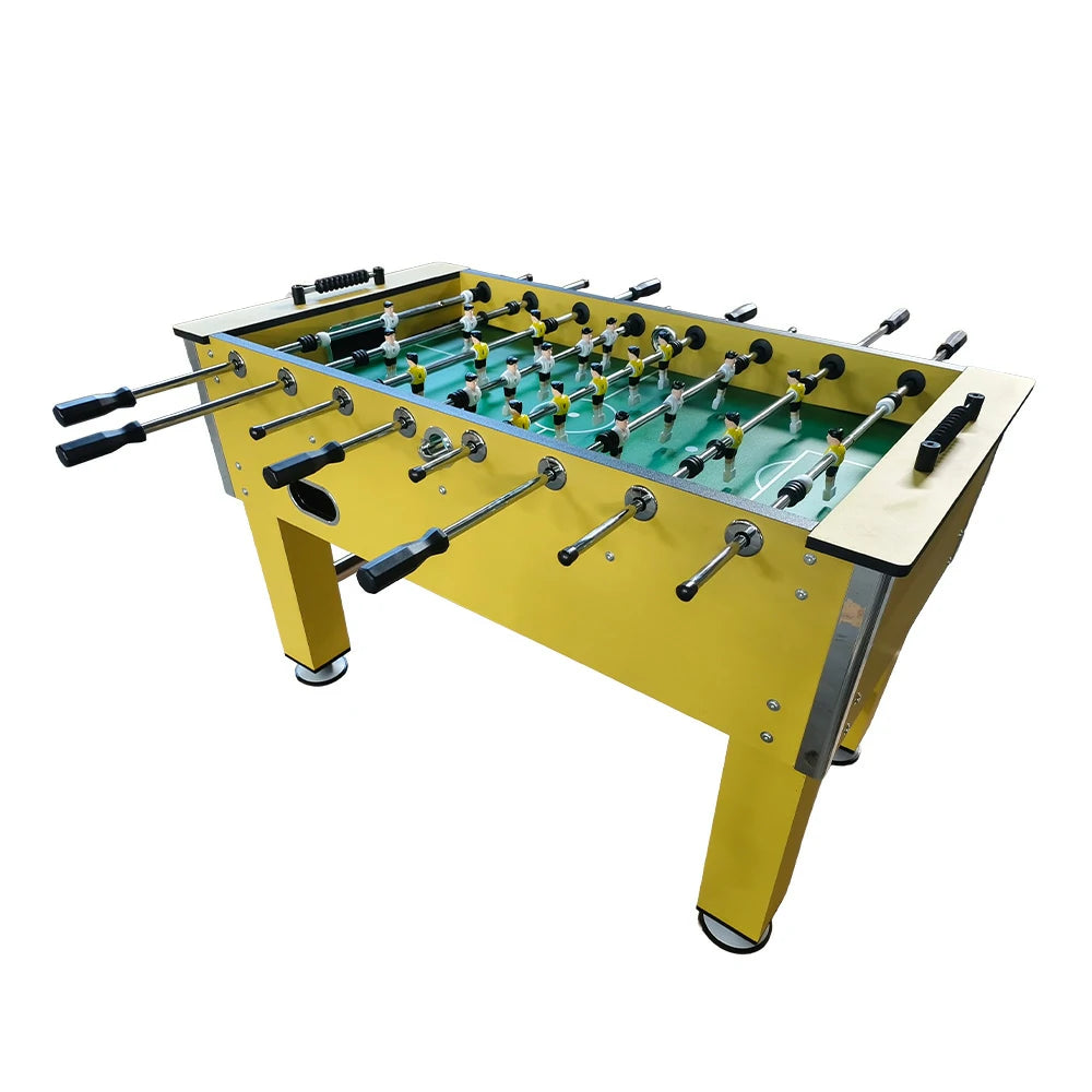 KICKSY 5FT Hollow Rod Foosball Table, MDF Wood Grain Finish with Chrome Steel Bars, Side Cup Holder, Smooth Playfield, Indoor Soccer Game Table - Yellow