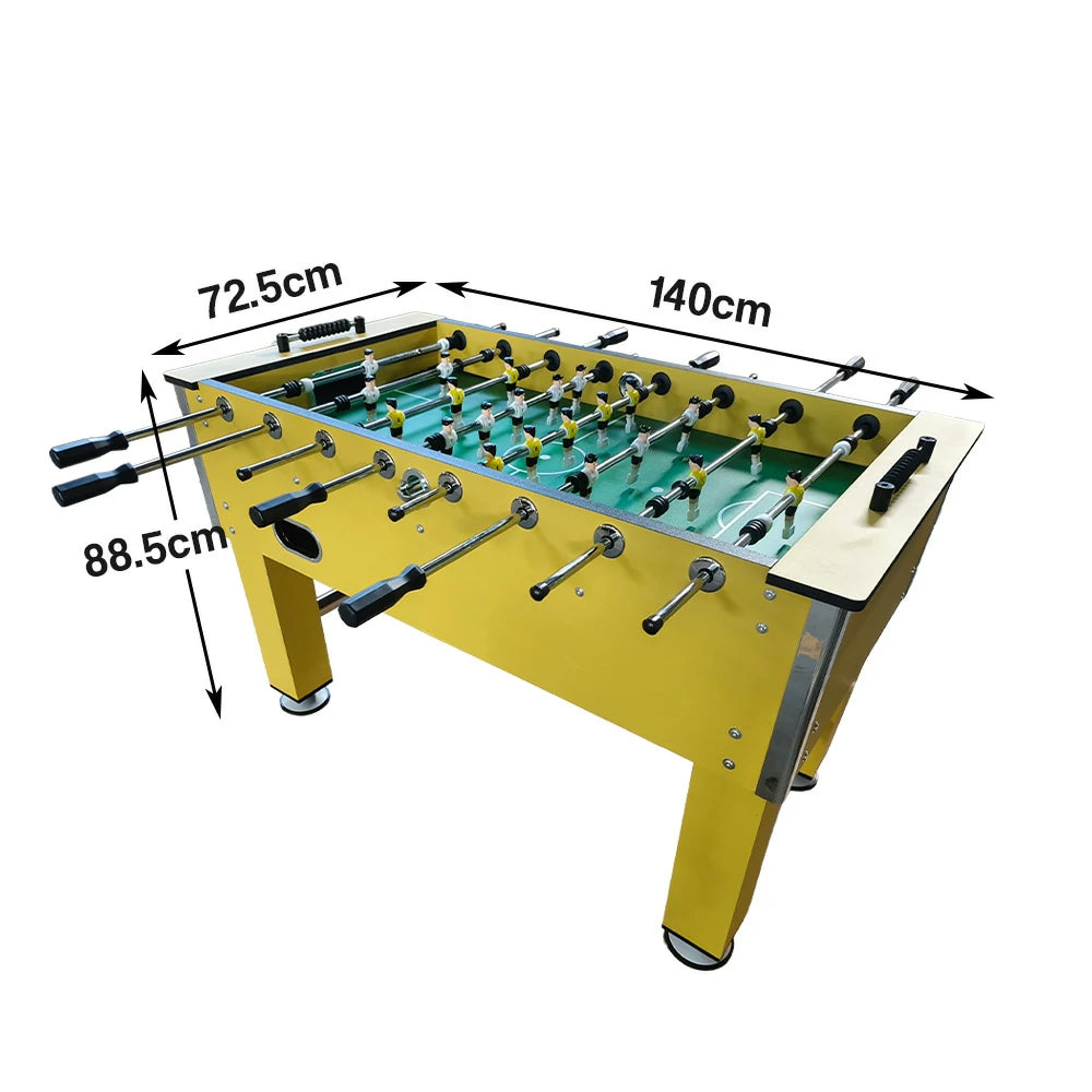 KICKSY 5FT Solid Rod Foosball Table, MDF Wood Grain Finish with Chrome Steel Bars, Side Cup Holder, Smooth Playfield, Indoor Soccer Game Table - Yellow