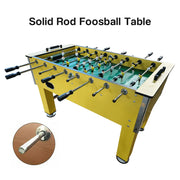 KICKSY 5FT Solid Rod Foosball Table, MDF Wood Grain Finish with Chrome Steel Bars, Side Cup Holder, Smooth Playfield, Indoor Soccer Game Table - Yellow