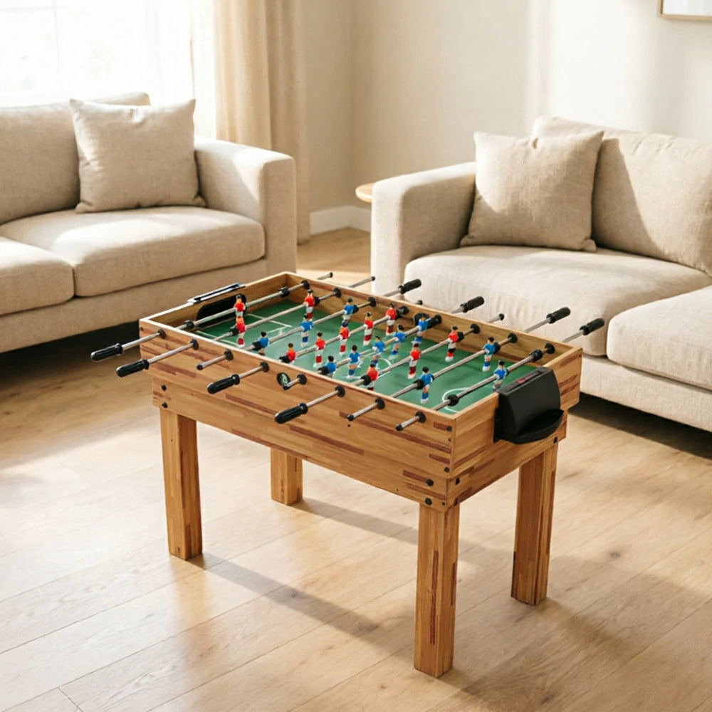 KICKSY 10-in-1 Multi Game Table with Foosball Billiards Air Hockey and Table Tennis - Natural