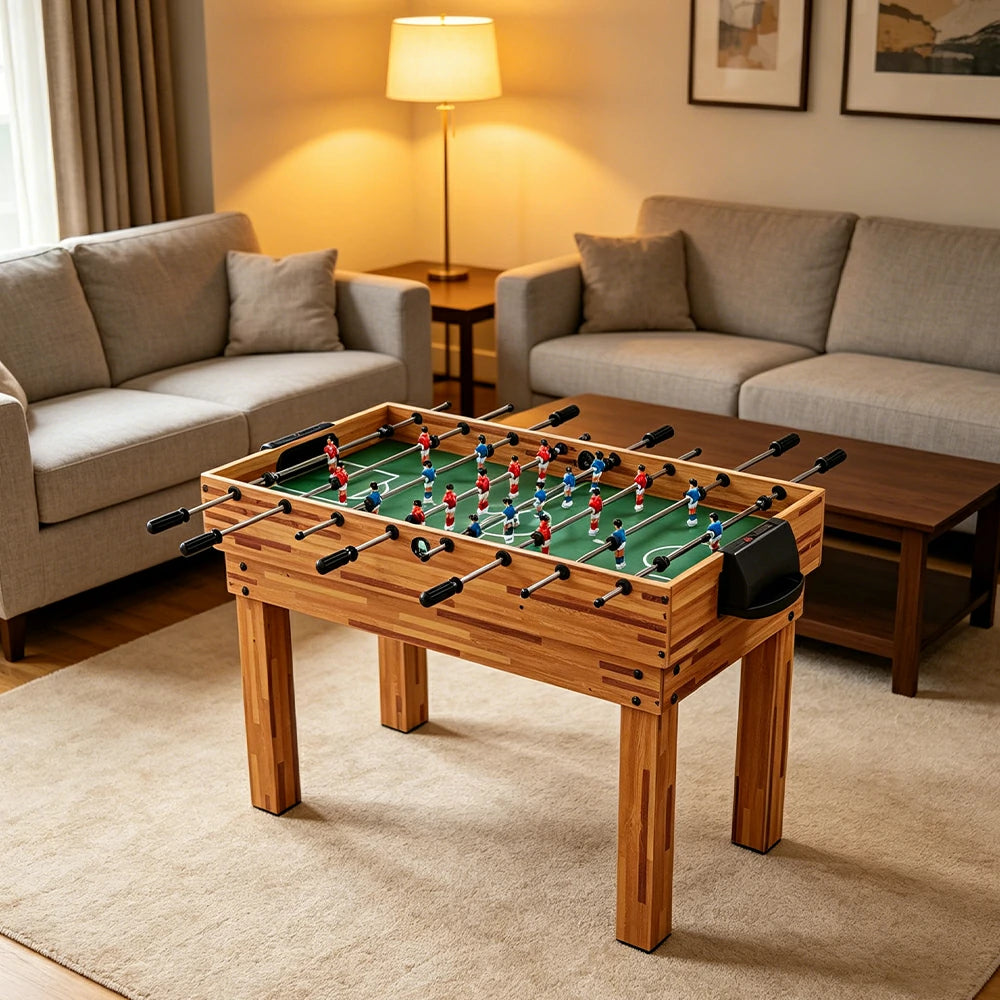 KICKSY 10-in-1 Multi Game Table with Foosball Billiards Air Hockey and Table Tennis - Natural