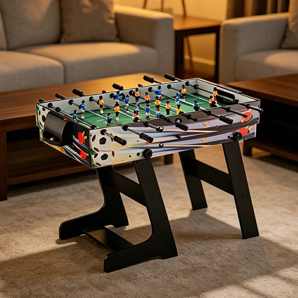 KICKSY 4-in-1 Foldable Multi Game Table with Foosball Billiards Air Hockey and Table Tennis - Black