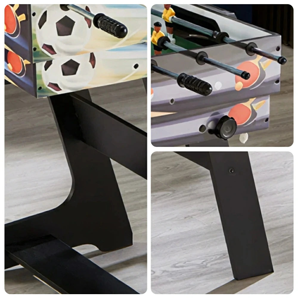 KICKSY 4-in-1 Foldable Multi Game Table with Foosball Billiards Air Hockey and Table Tennis - Black