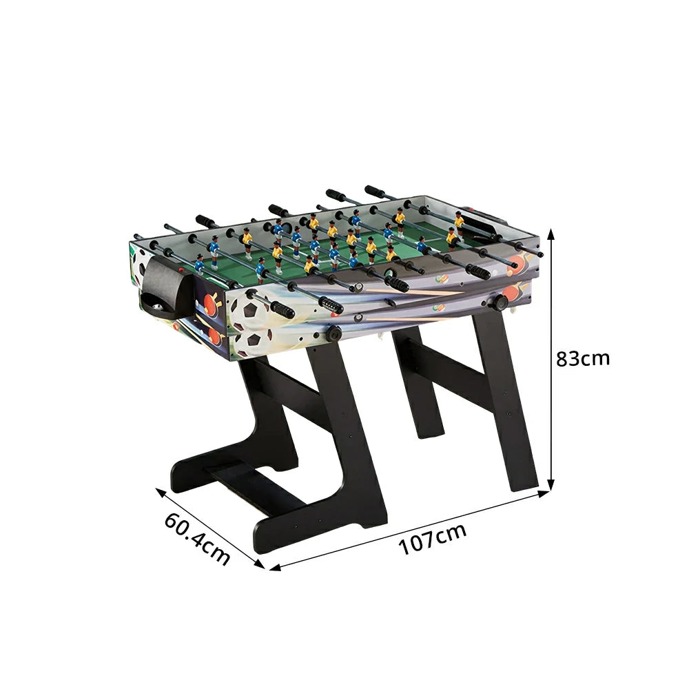 KICKSY 4-in-1 Foldable Multi Game Table with Foosball Billiards Air Hockey and Table Tennis - Black