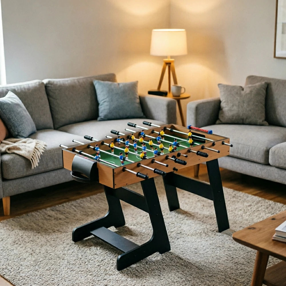 KICKSY 5-in-1 Foldable Multi Game Table with Foosball Billiards Air Hockey and Table Tennis - Natural Black