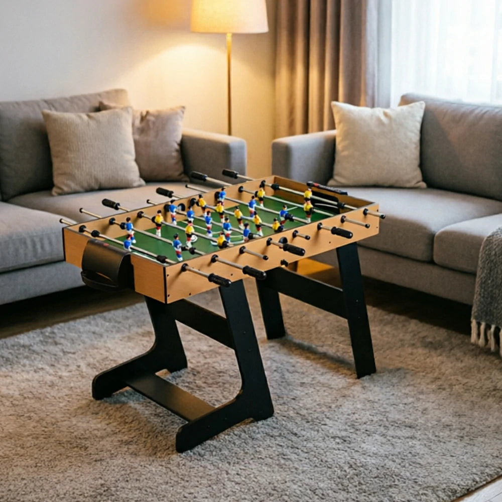 KICKSY 5-in-1 Foldable Multi Game Table with Foosball Billiards Air Hockey and Table Tennis - Natural Black