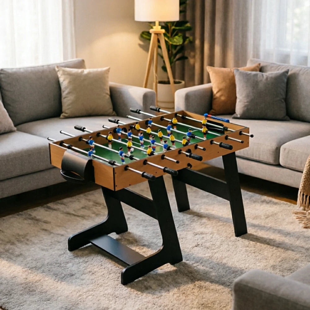 KICKSY 5-in-1 Foldable Multi Game Table with Foosball Billiards Air Hockey and Table Tennis - Natural Black