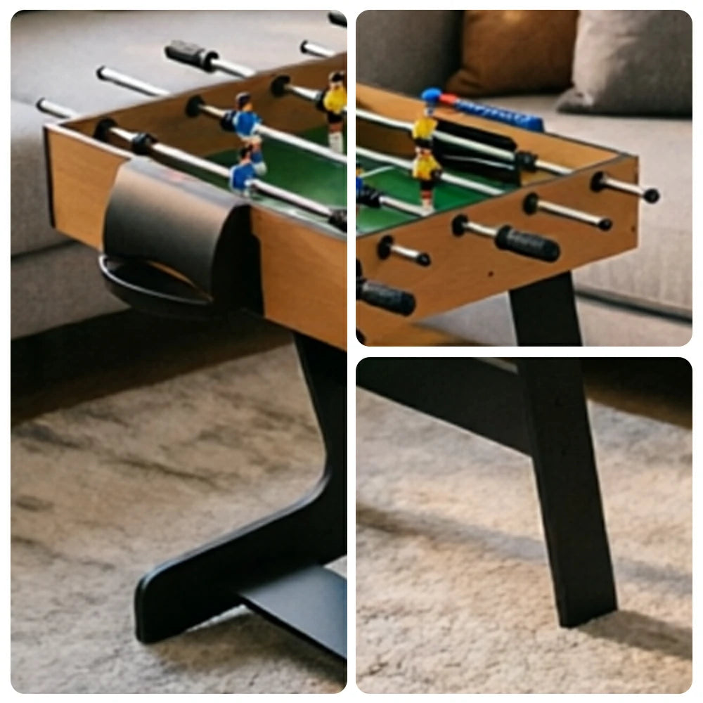 KICKSY 5-in-1 Foldable Multi Game Table with Foosball Billiards Air Hockey and Table Tennis - Natural Black
