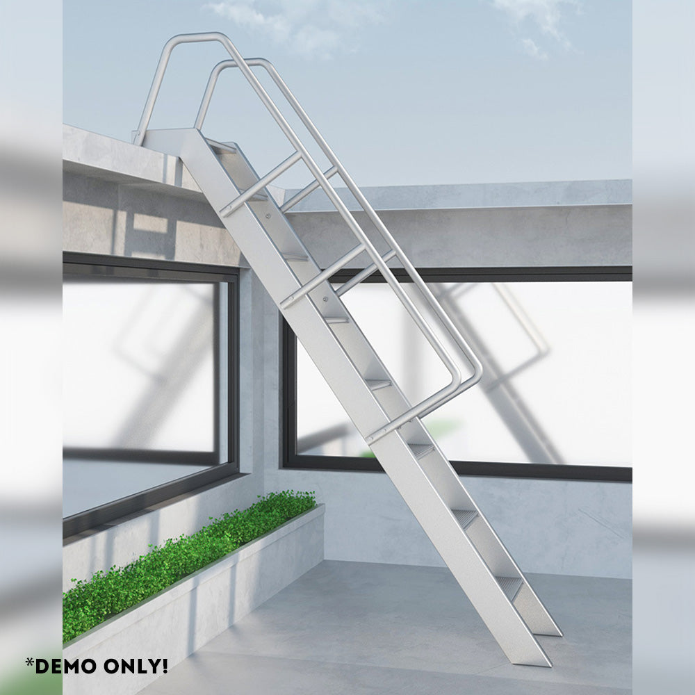 GROVIA 7/ 9/ 12/15-step Aluminum Alloy Ladder Household Stairs - Silver