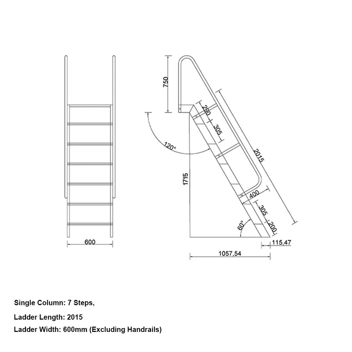 GROVIA 7/ 9/ 12/15-step Aluminum Alloy Ladder Household Stairs - Silver