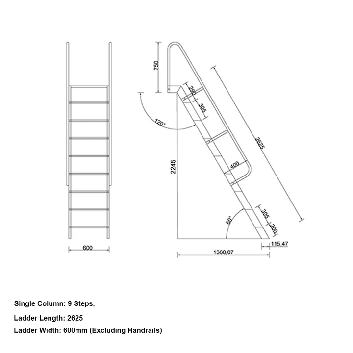 GROVIA 7/ 9/ 12/15-step Aluminum Alloy Ladder Household Stairs - Silver