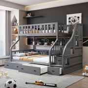 LIVARA CF02 Cozy Crest Bunk Bed Solid Pine Timber Safety Rails Big Storage - Grey